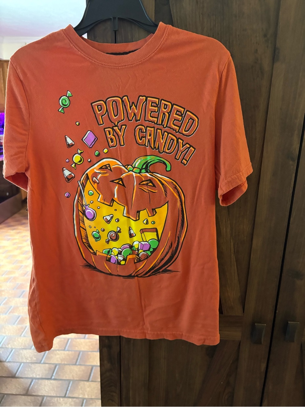 Kids Orange 'Powered by Candy' Pumpkin Graphic Tee 14-16